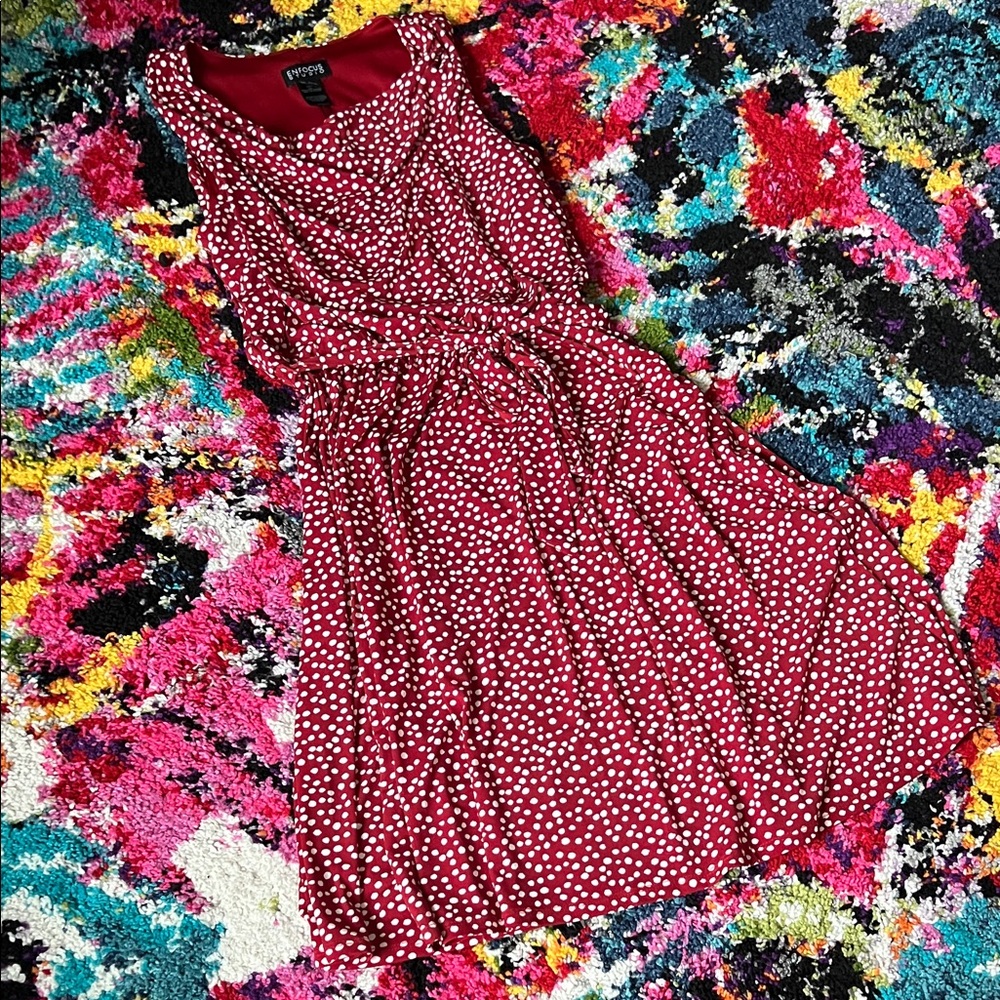 Red Polka Dot Cowl Neck Dress